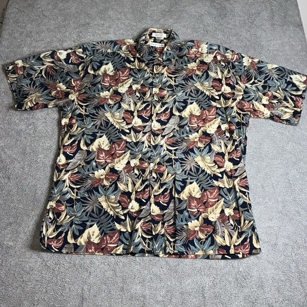 Vintage Pierre Cardin Hawaiian‎ Shirt Rayon Floral Multicolor Button Up Men L